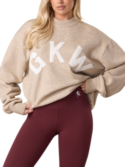 Gym King Oversized Knitted Sweatshirt, Beige Marl, Beige Marl