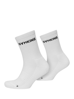 Gym King Unisex Cotton Blend Crew Socks, Pack of 2, White - view 2, White