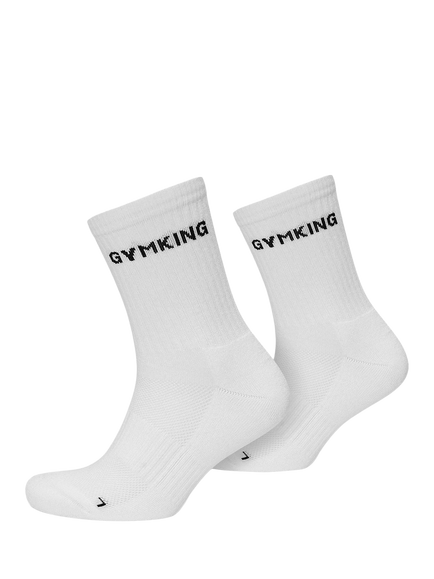Gym King Unisex Cotton Blend Crew Socks, Pack of 2, White - view 2, White