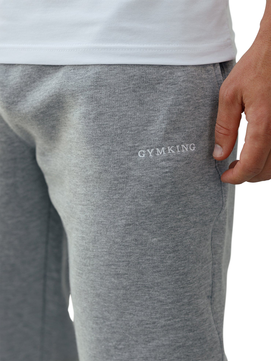 Product image 3 of 10, which shows Gym King Cotton Blend Linear Track Bottoms, Grey Marl, L