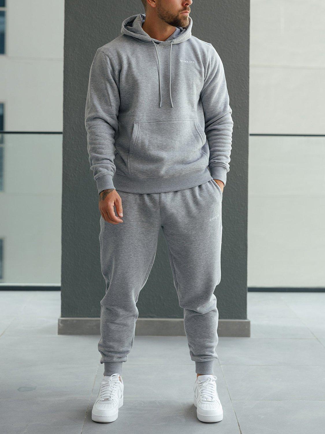 Product image 4 of 10, which shows Gym King Cotton Blend Linear Track Bottoms, Grey Marl, L