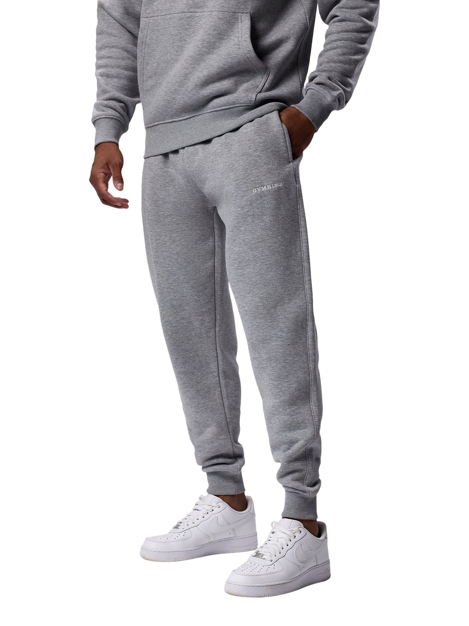Product image 6 of 10, which shows Gym King Cotton Blend Linear Track Bottoms, Grey Marl, L