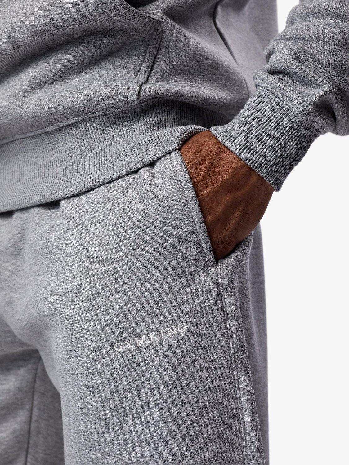 Product image 8 of 10, which shows Gym King Cotton Blend Linear Track Bottoms, Grey Marl, L