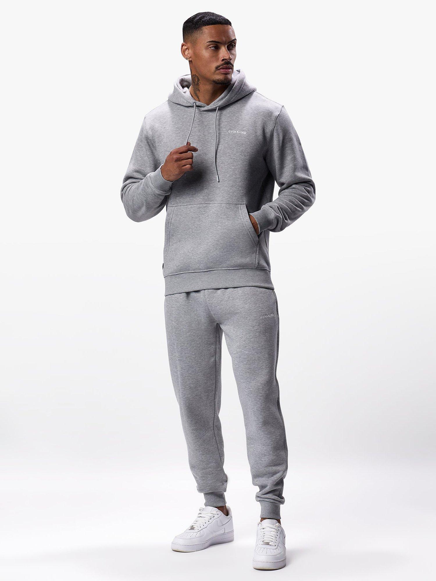 Product image 10 of 10, which shows Gym King Cotton Blend Linear Track Bottoms, Grey Marl, L