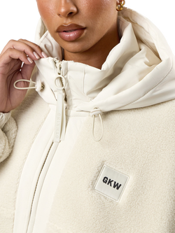 Gym King Women's Hooded Borg Jacket, Cream - view 2, Cream