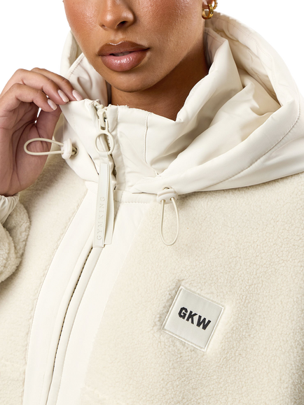 Gym King Women's Hooded Borg Jacket, Cream - view 2, Cream