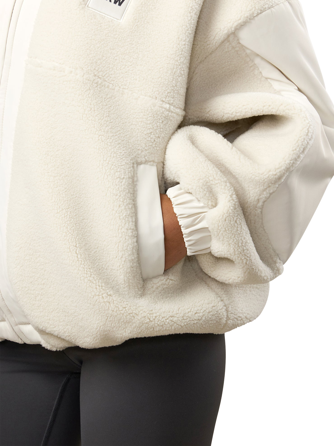 Product image 4 of 8, which shows Gym King Women's Hooded Borg Jacket, Cream, 16