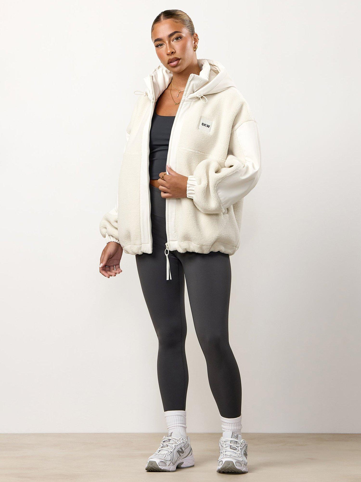 Product image 7 of 8, which shows Gym King Women's Hooded Borg Jacket, Cream, 16