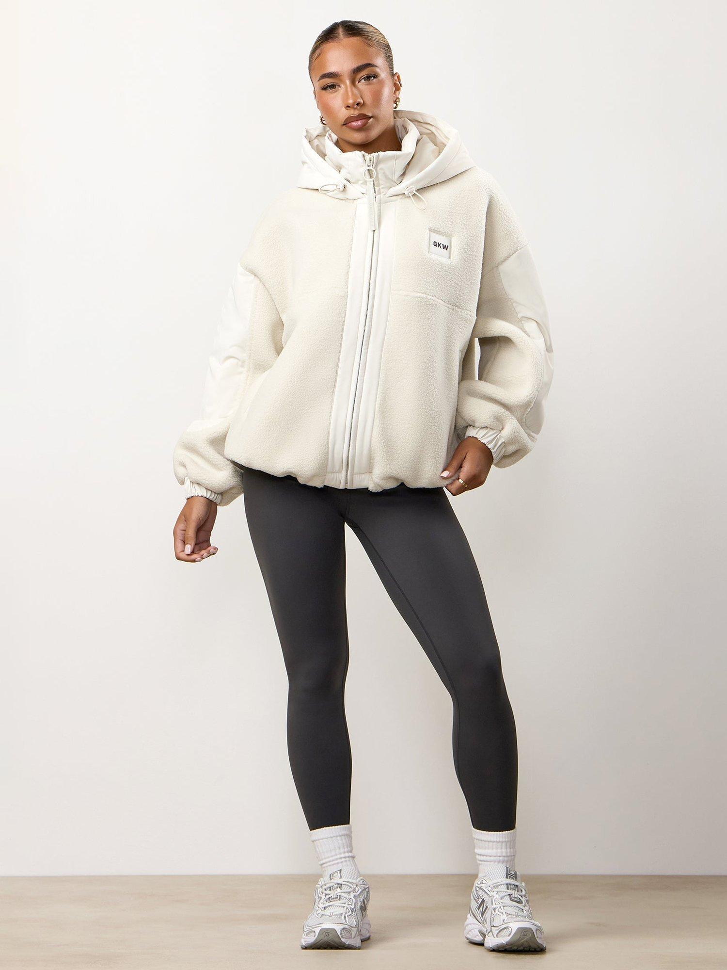 Product image 8 of 8, which shows Gym King Women's Hooded Borg Jacket, Cream, 16
