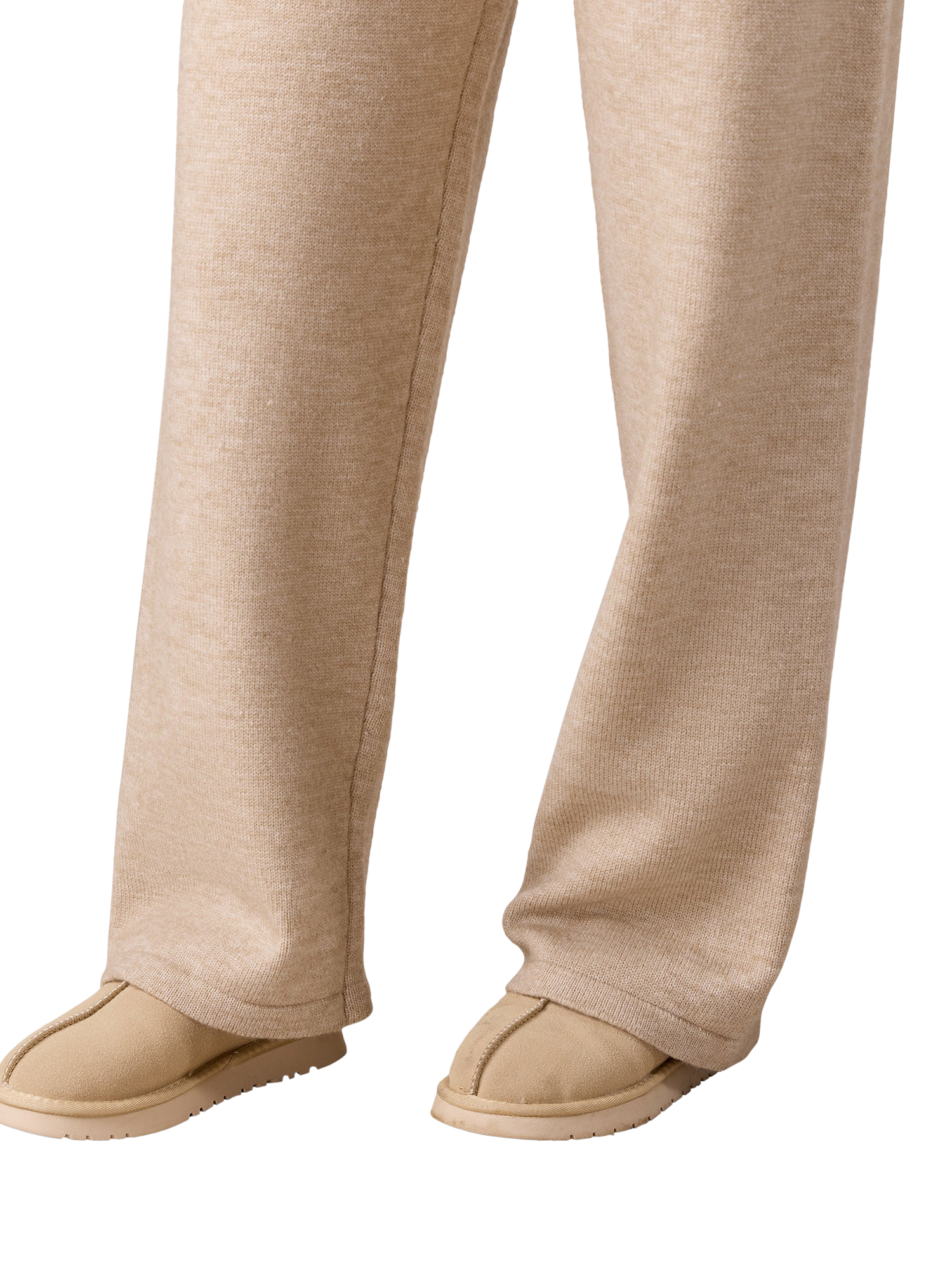 Product image 5 of 10, which shows Gym King Oversized Knitted Track Bottoms, Beige Marl, 12