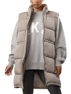 Gym King Women's Longline Padded Gilet, Truffle, Truffle