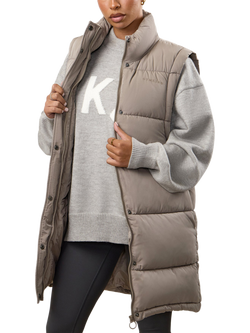 Gym King Women's Longline Padded Gilet, Truffle - view 2, Truffle