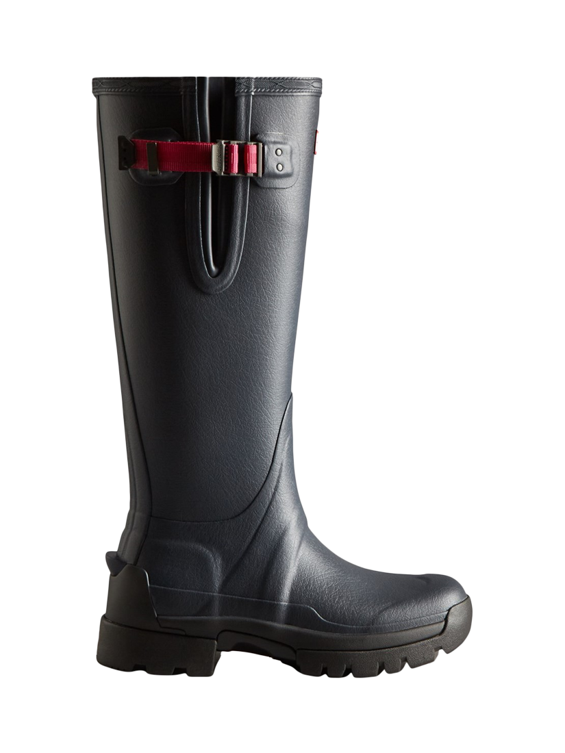 Product image 1 of 4, which shows Hunter Balmoral Side Adjustable Wellington Boots, Navy/Peppercorn, 5