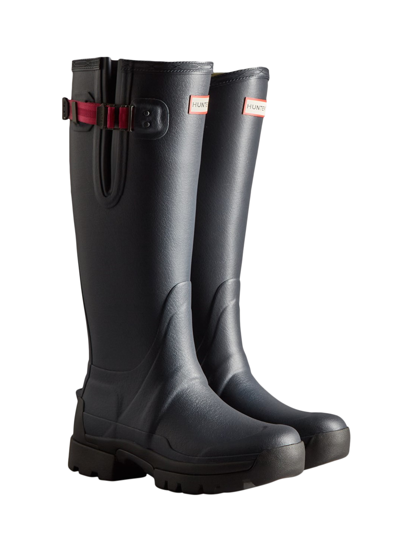 Product image 2 of 4, which shows Hunter Balmoral Side Adjustable Wellington Boots, Navy/Peppercorn, 5