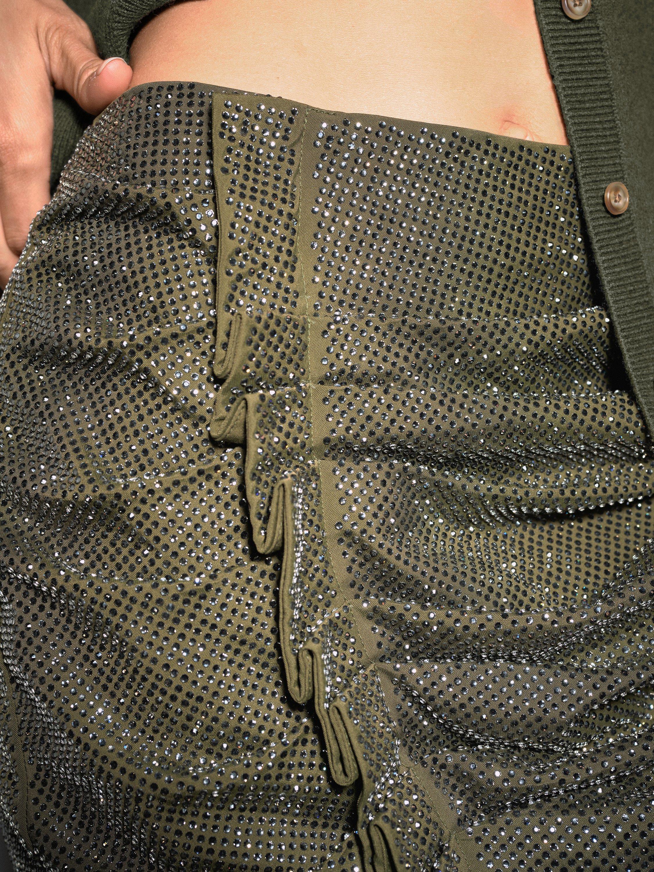 Product image 5 of 5, which shows Reiss Jules Sequin Skirt, Khaki Green, 8