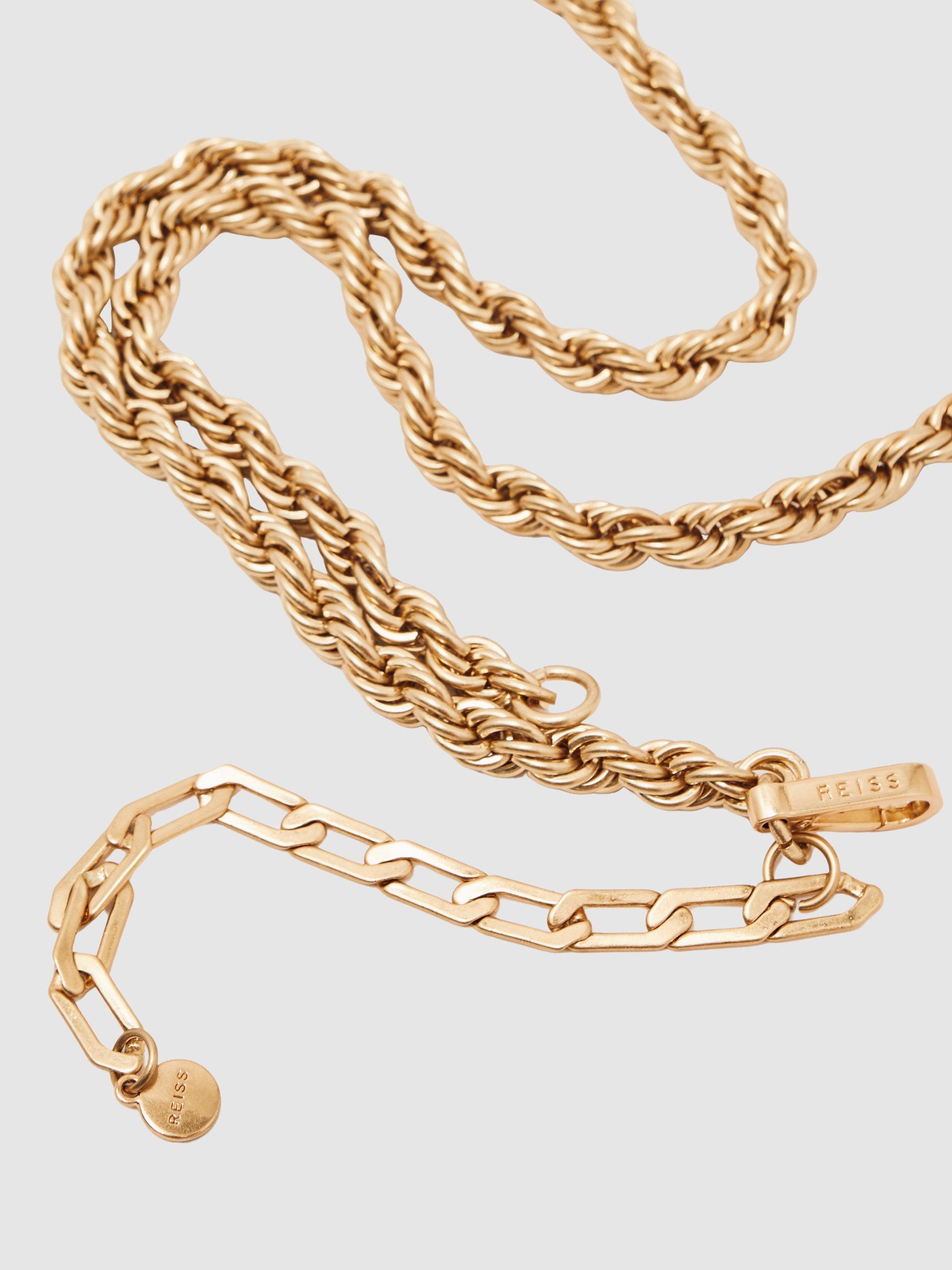 Product image 2 of 5, which shows Reiss Isabella Chain Belt, Gold, S-M