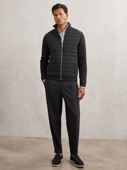 Reiss Townsend Quilted Rib Knit Funnel Neck Jacket, Navy