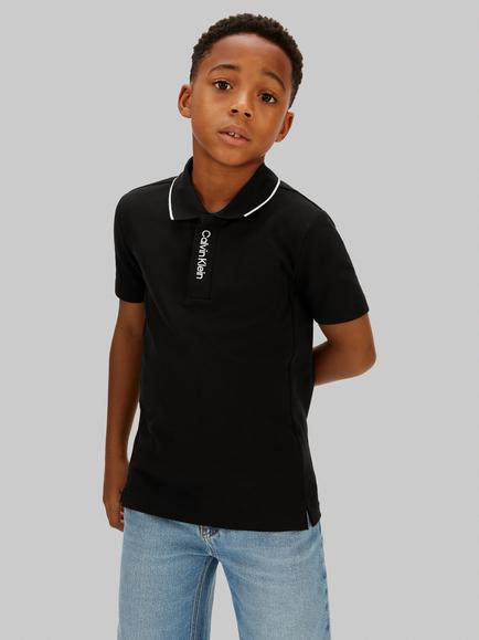Calvin Klein Kids' Embroidered Logo Polo Shirt, Black, Black