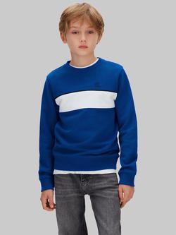 Calvin Klein Kids' Cotton Colour Block Sweatshirt, Admiral Blue, Admiral Blue