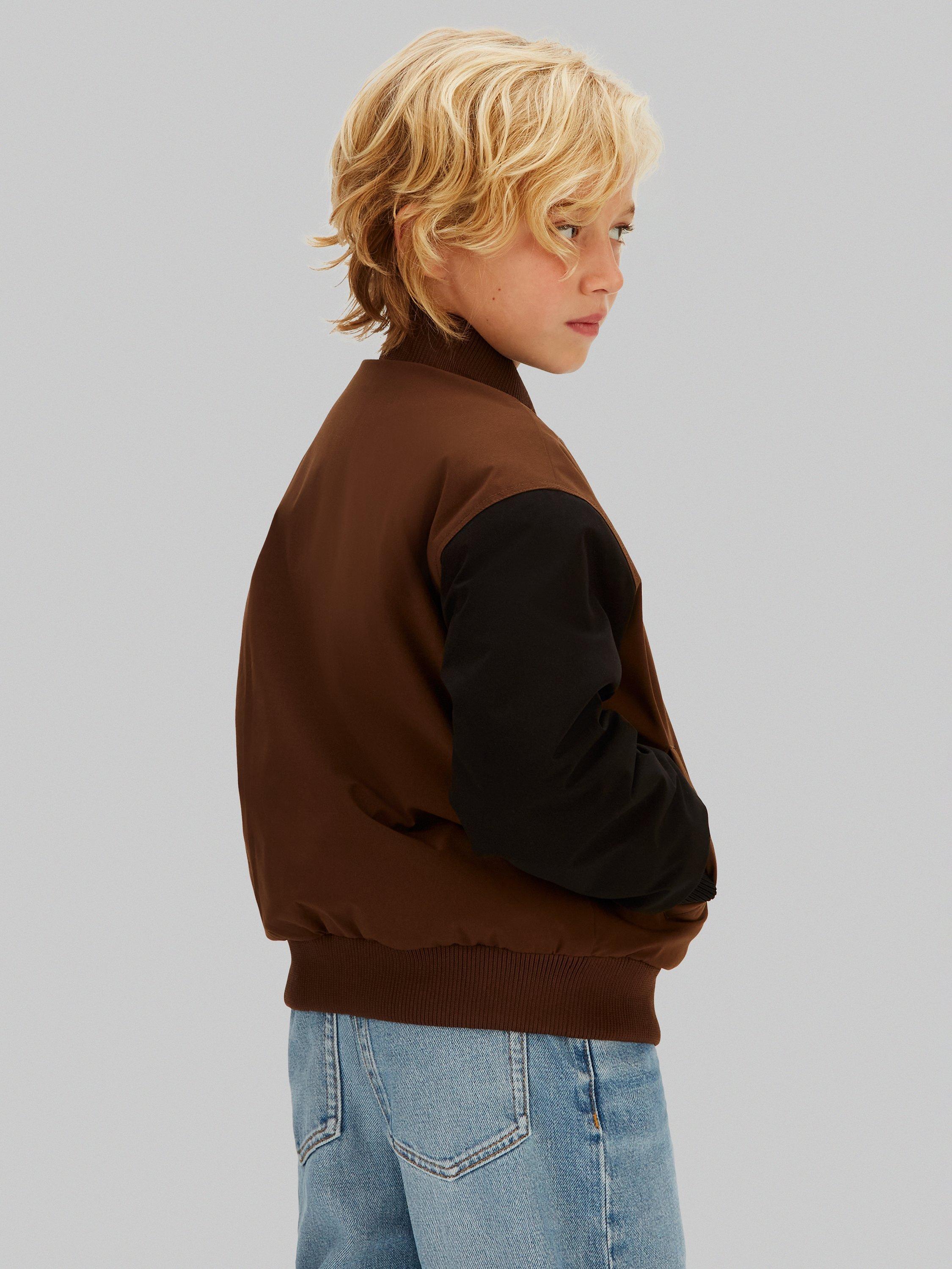 Product image 2 of 4, which shows Calvin Klein Kids' College Jacket, Brown, 8 years