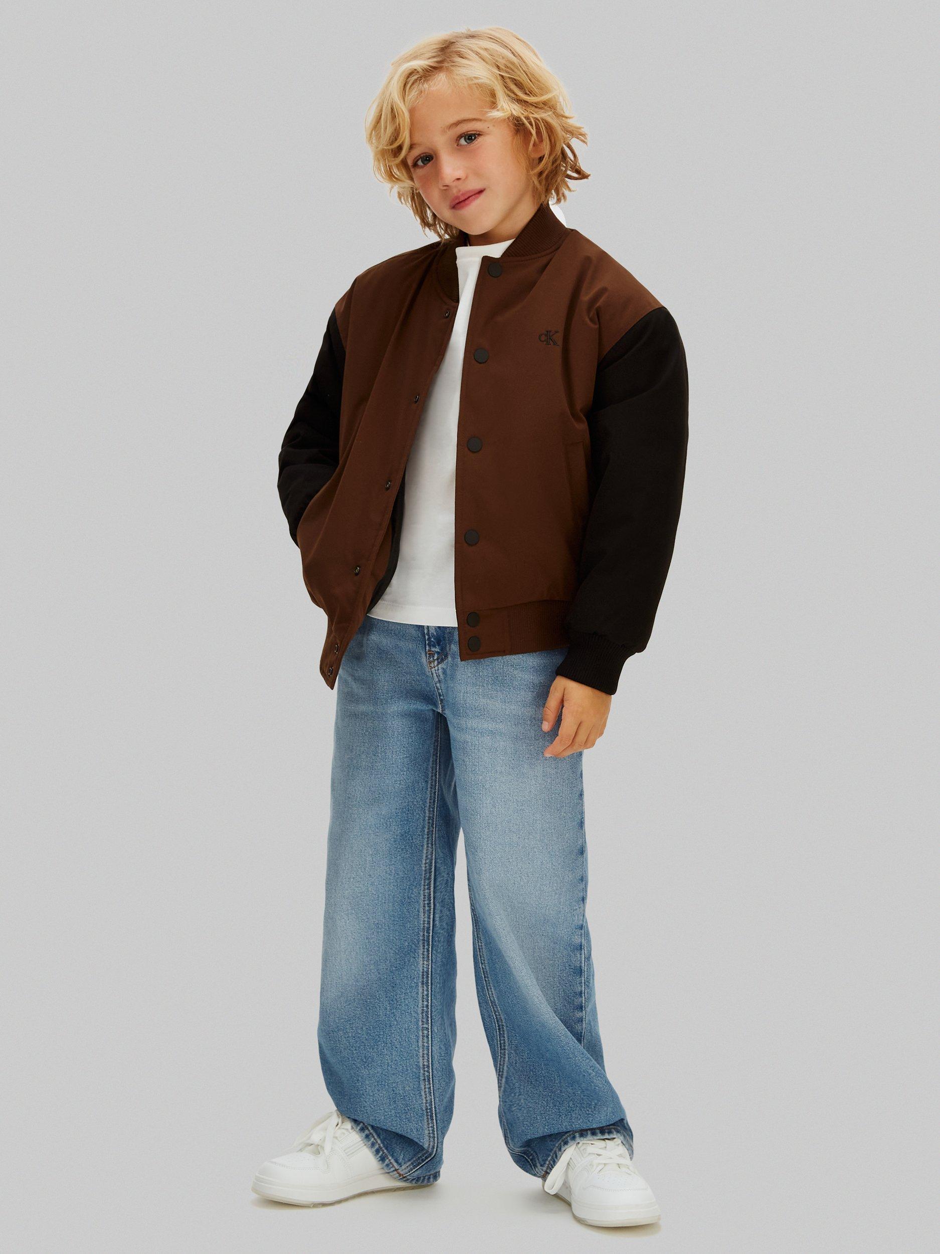 Product image 3 of 4, which shows Calvin Klein Kids' College Jacket, Brown, 8 years