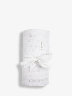The Little Tailor Cotton Pointelle Baby Blanket, Pink, White