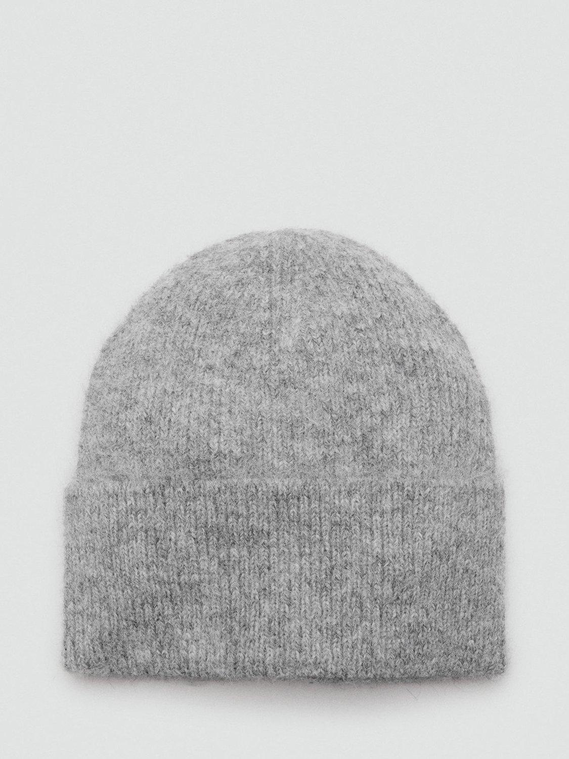 Product image 1 of 4, which shows Mango Mohi Rib Knit Beanie Hat, Medium Grey, One Size