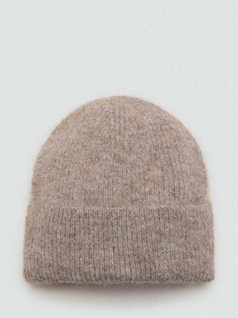 Product image 1 of 4, which shows Mango Mohi Rib Knit Beanie Hat, Medium Brown, One Size