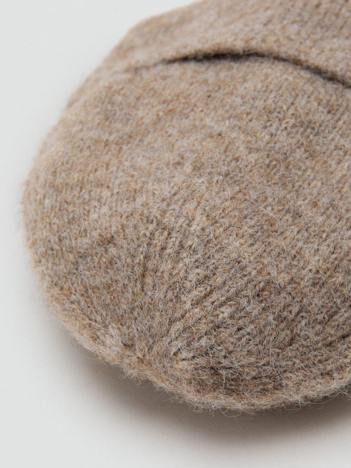 Product image 3 of 4, which shows Mango Mohi Rib Knit Beanie Hat, Medium Brown, One Size