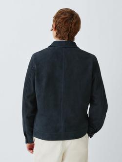 John Lewis Suede Zip Through Harrington Jacket, Navy - view 2, Navy