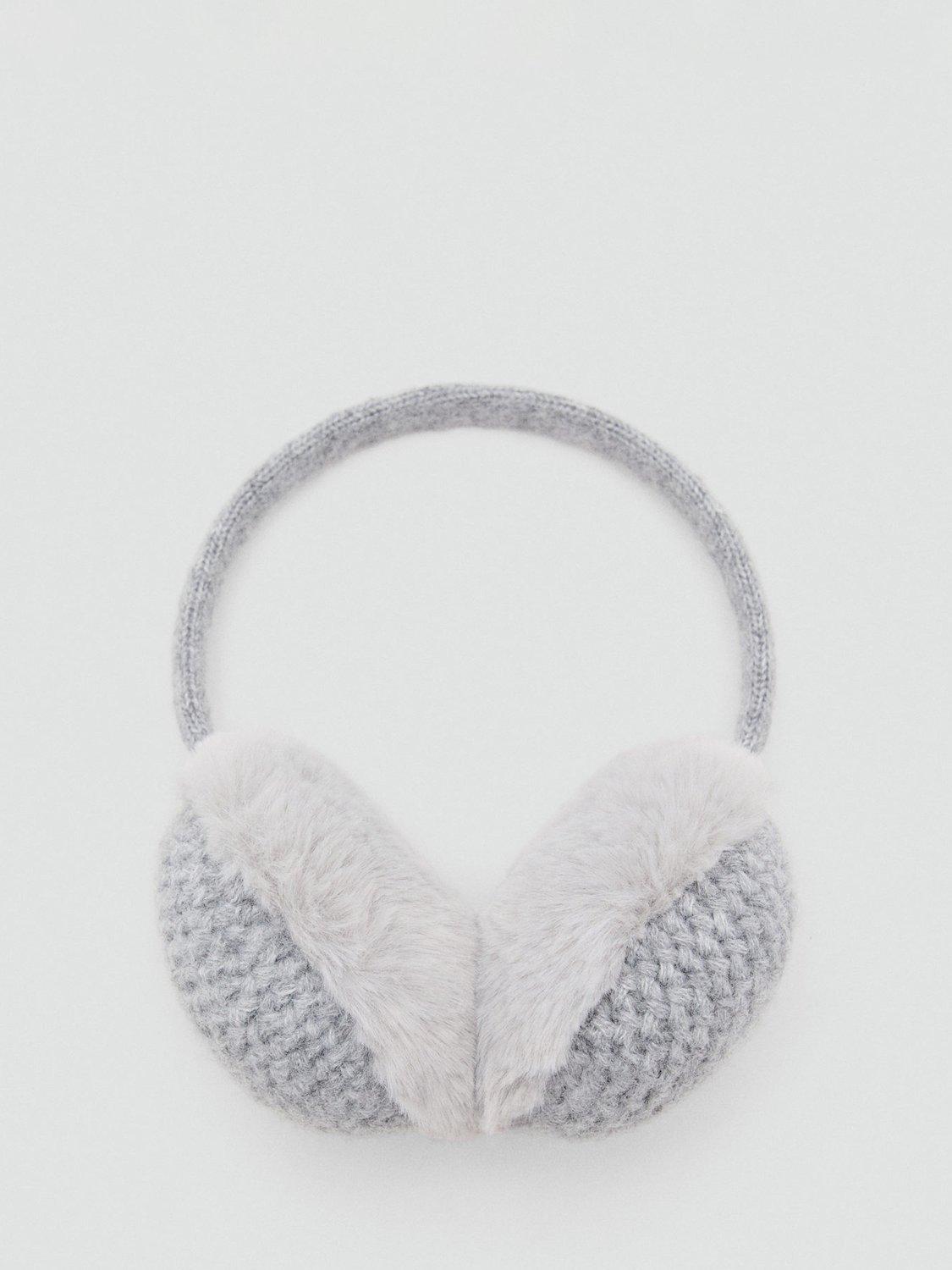 Product image 1 of 2, which shows Mango Kids' Textured Fax Fur Earmuffs, Grey, One