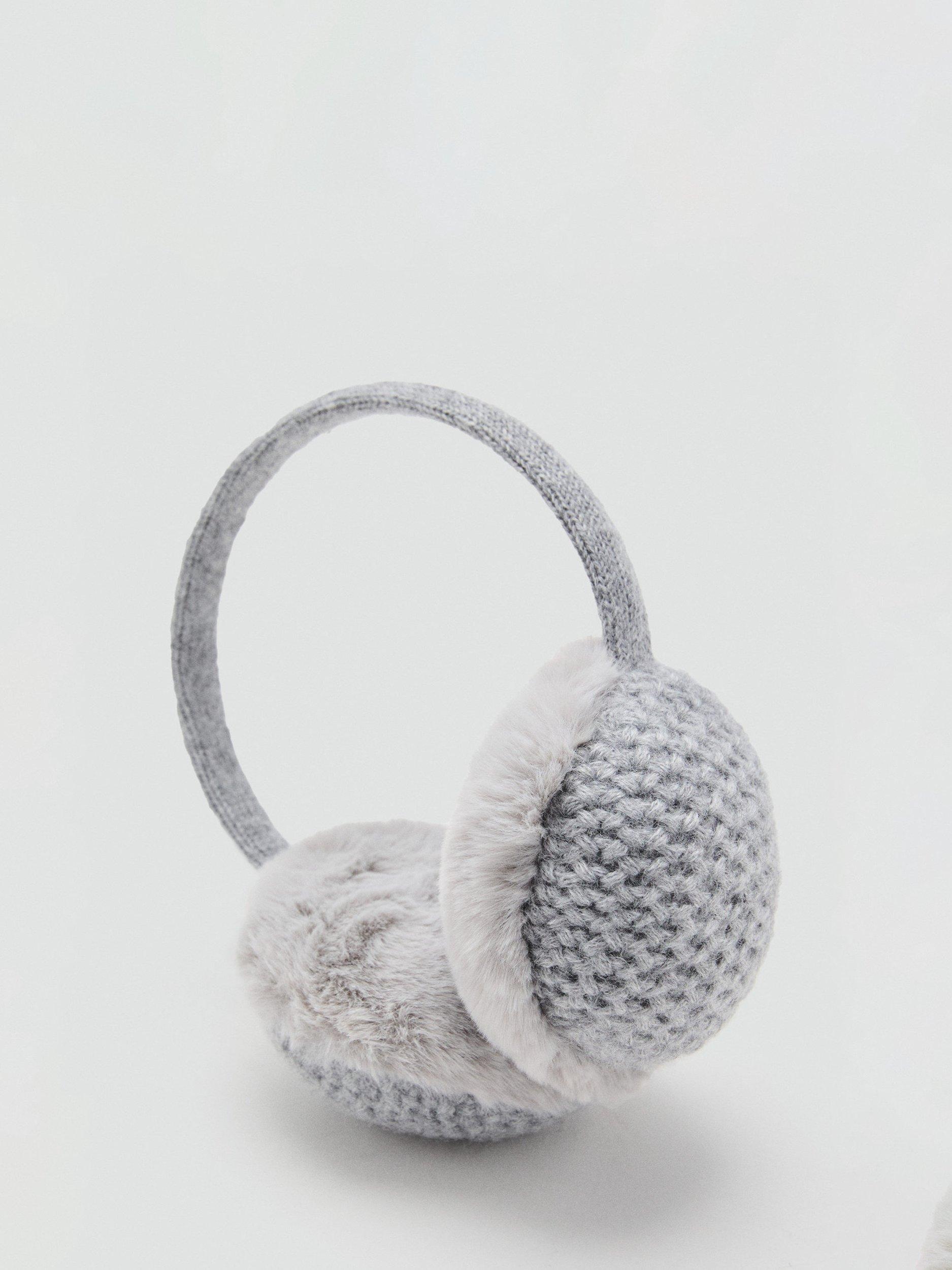Product image 2 of 2, which shows Mango Kids' Textured Fax Fur Earmuffs, Grey, One