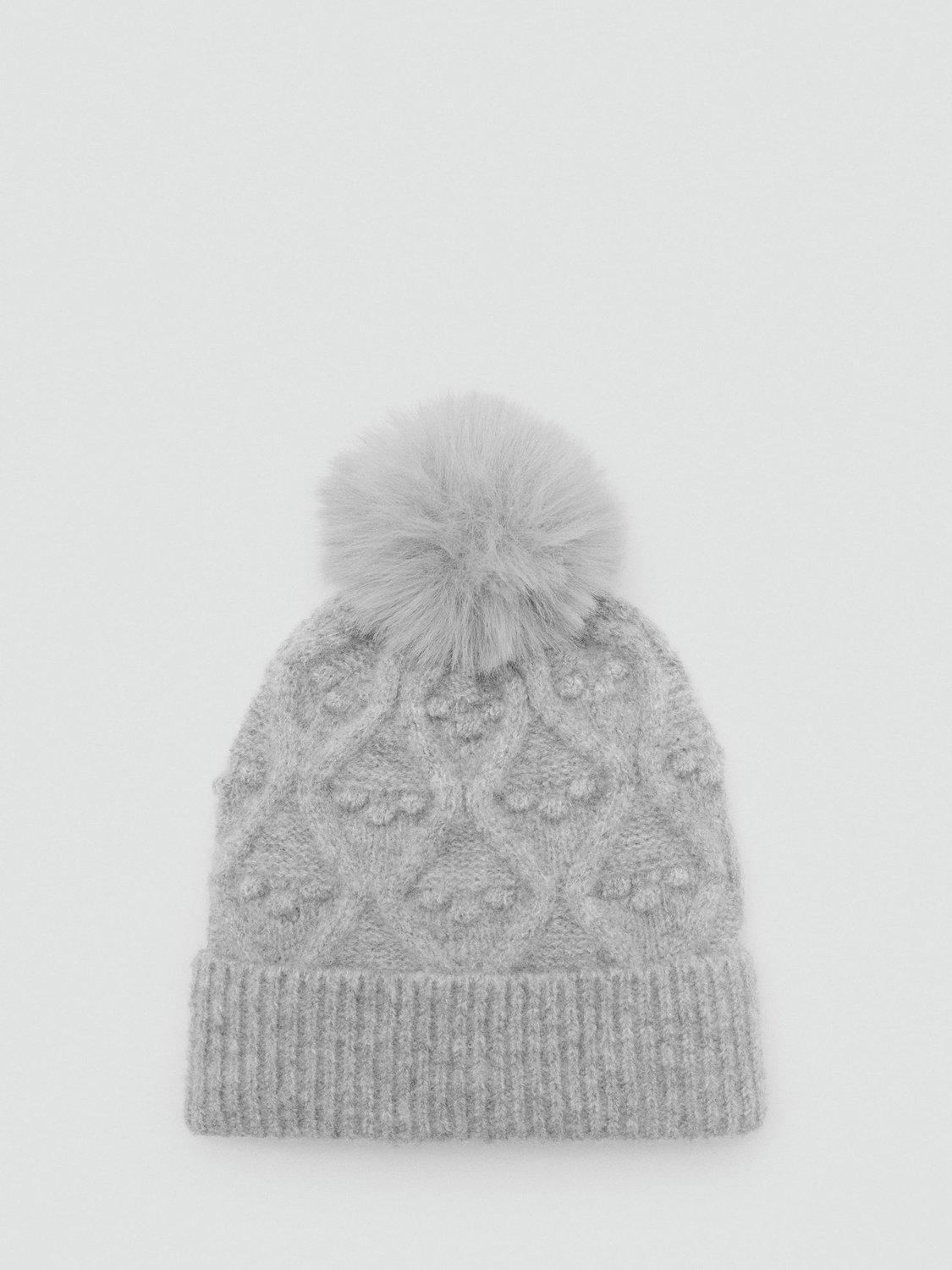 Product image 1 of 3, which shows Mango Baby Textured Bobble Hat, Grey, 3-5 yrs
