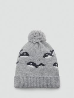 Mango Kids' Whale Bobble Hat, Grey, Grey