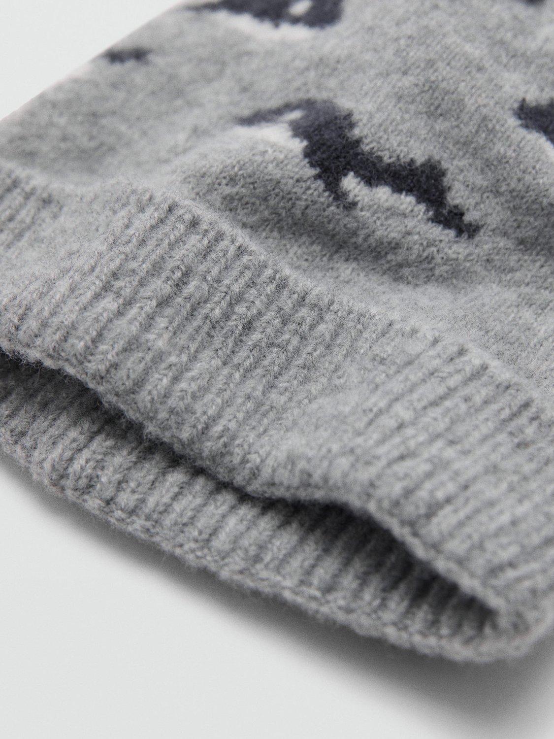 Product image 2 of 2, which shows Mango Kids' Whale Bobble Hat, Grey, 3-5 years