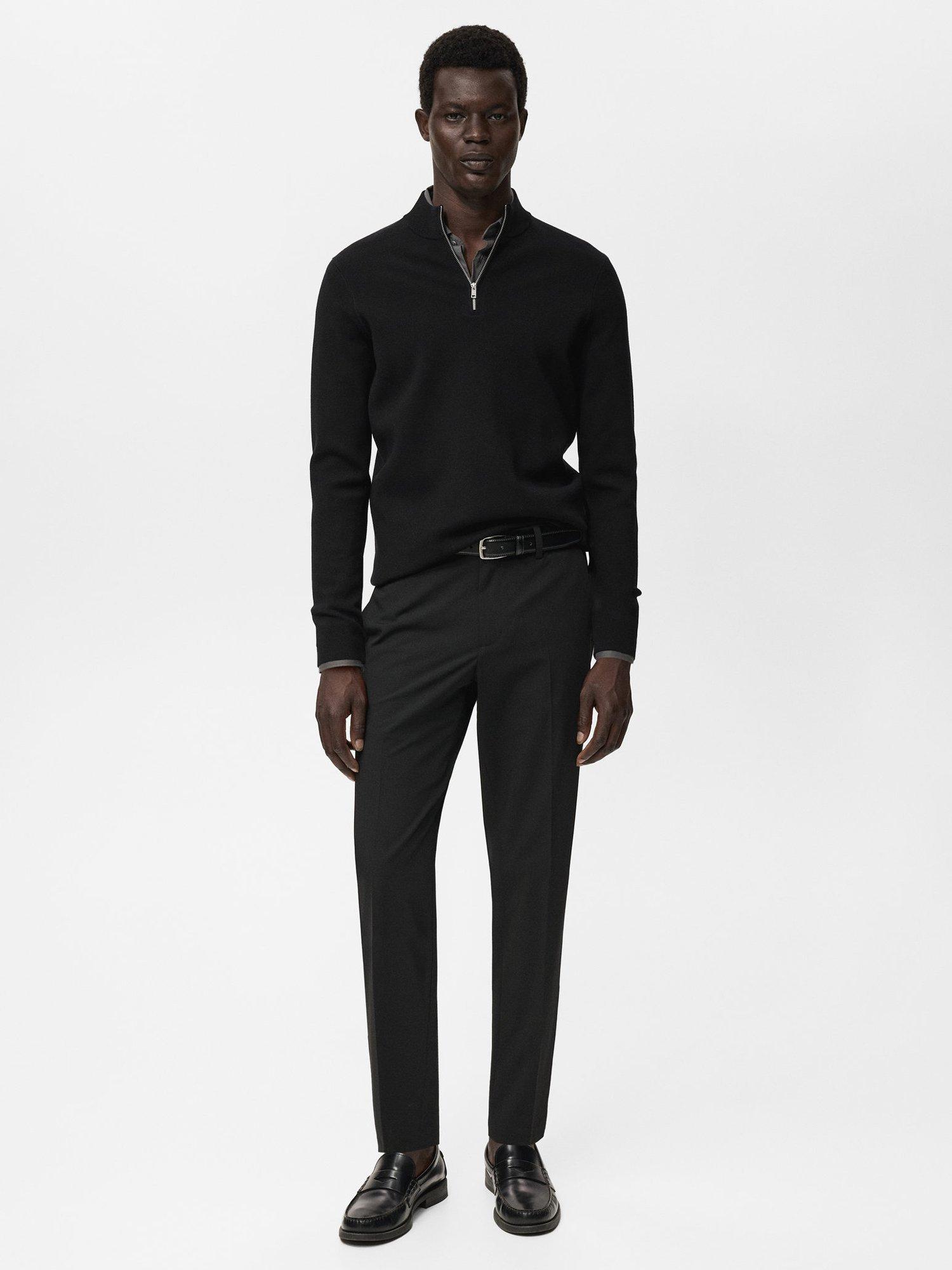 Product image 2 of 8, which shows Mango Luxus Zip Neck Jumper, Black, M