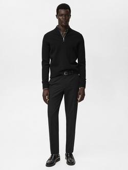 Mango Luxus Zip Neck Jumper - view 2, Black