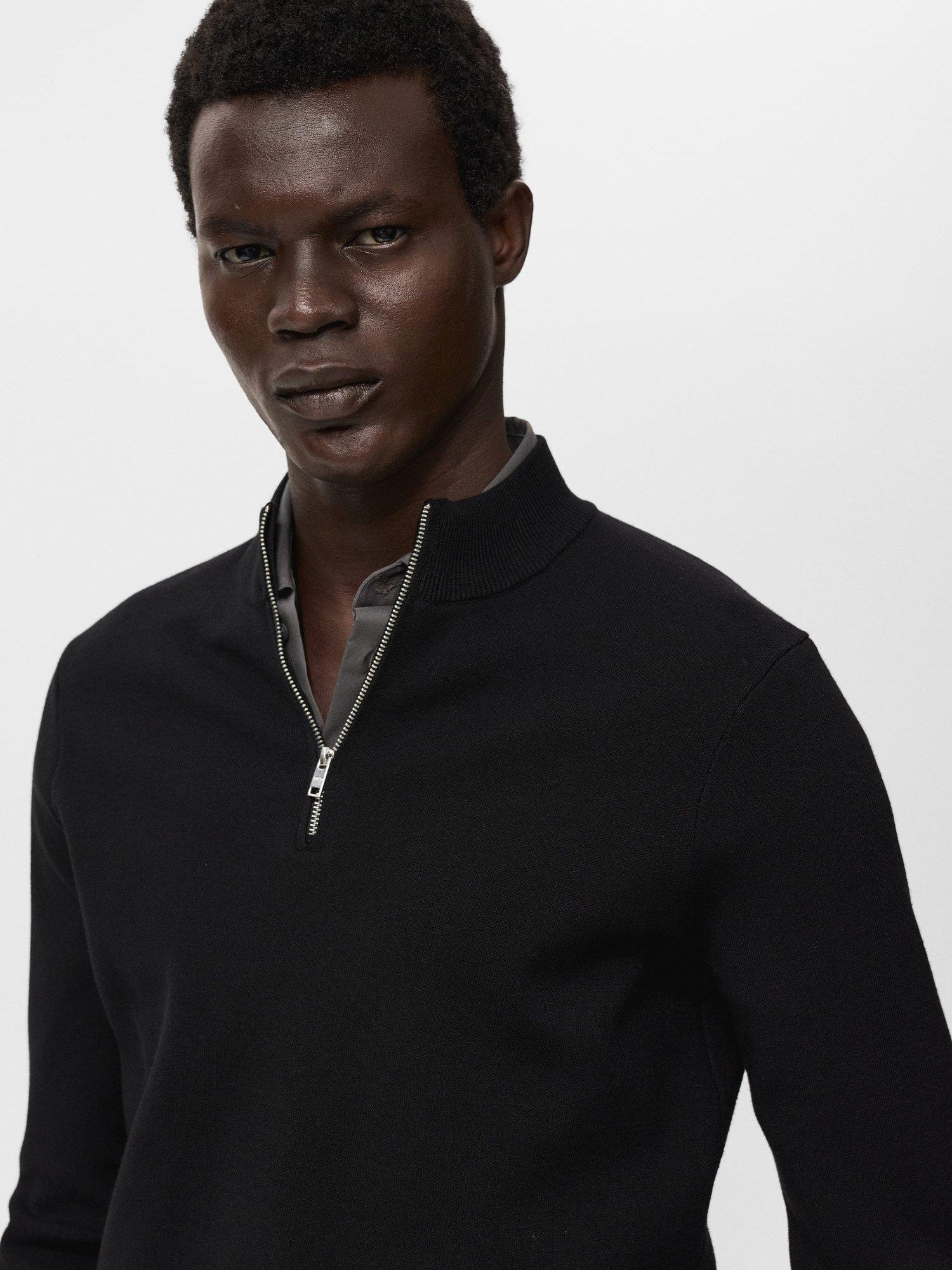 Product image 6 of 8, which shows Mango Luxus Zip Neck Jumper, Black, M