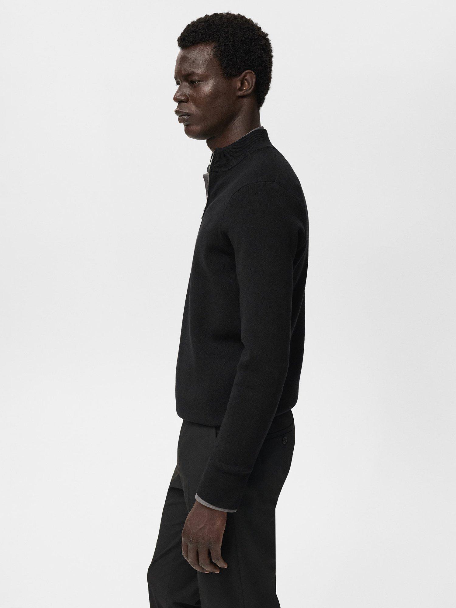 Product image 7 of 8, which shows Mango Luxus Zip Neck Jumper, Black, M