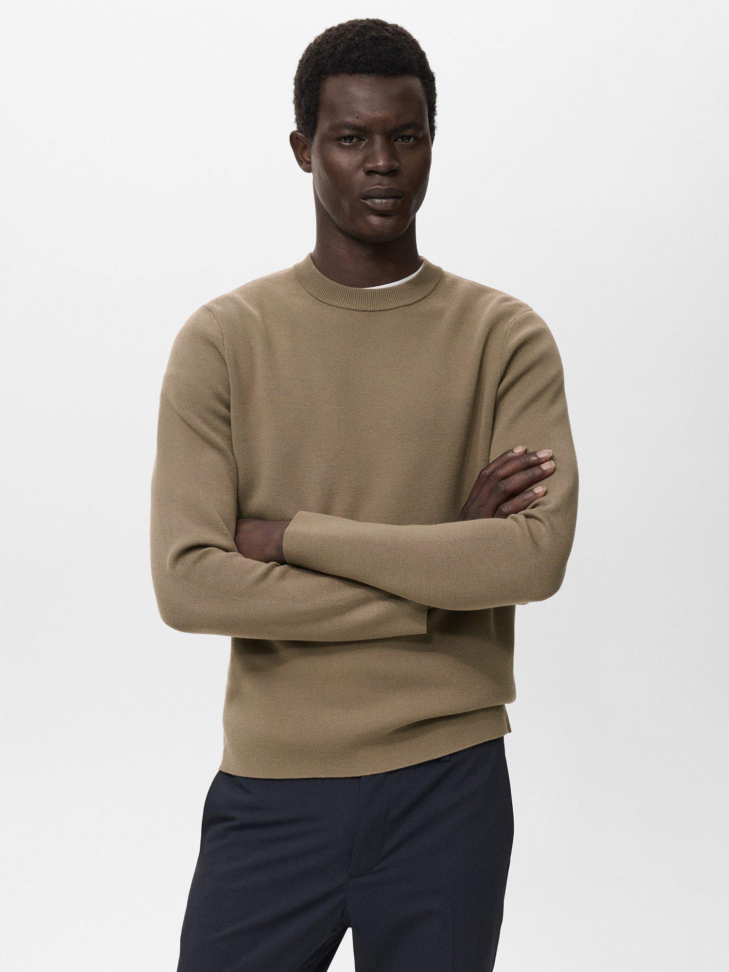 Product image 1 of 8, which shows Mango Luxus Crew Neck Jumper, Medium Brown, XXL