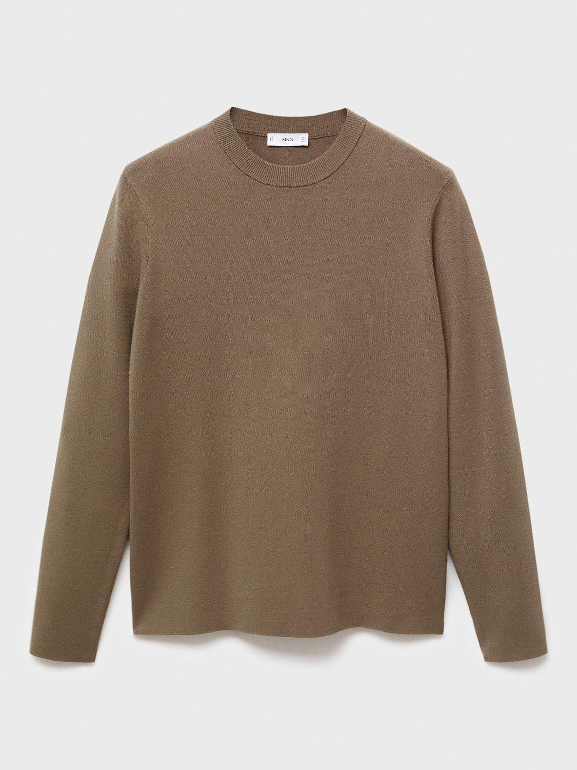 Product image 3 of 8, which shows Mango Luxus Crew Neck Jumper, Medium Brown, XXL