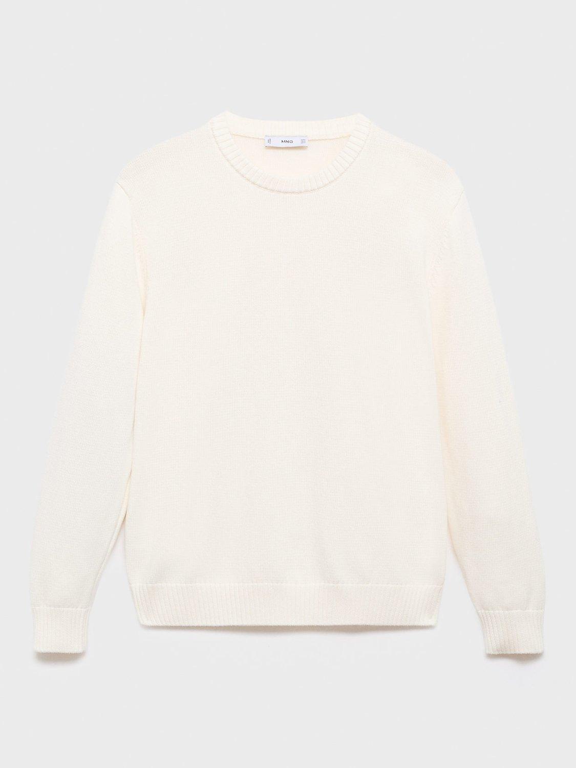 Product image 3 of 8, which shows Mango Cord Round Neck Sweater, Natural White, XL