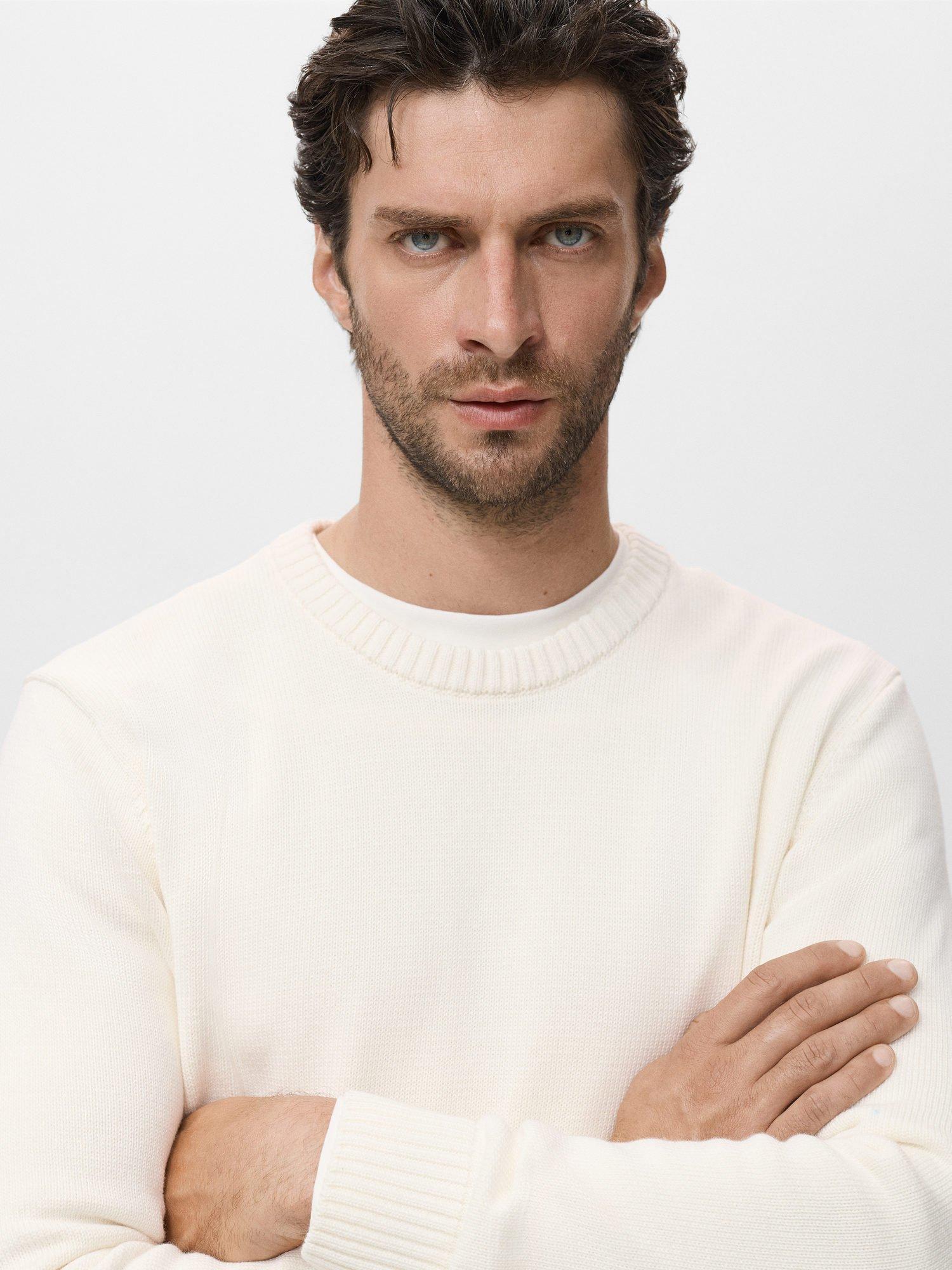 Product image 6 of 8, which shows Mango Cord Round Neck Sweater, Natural White, XL