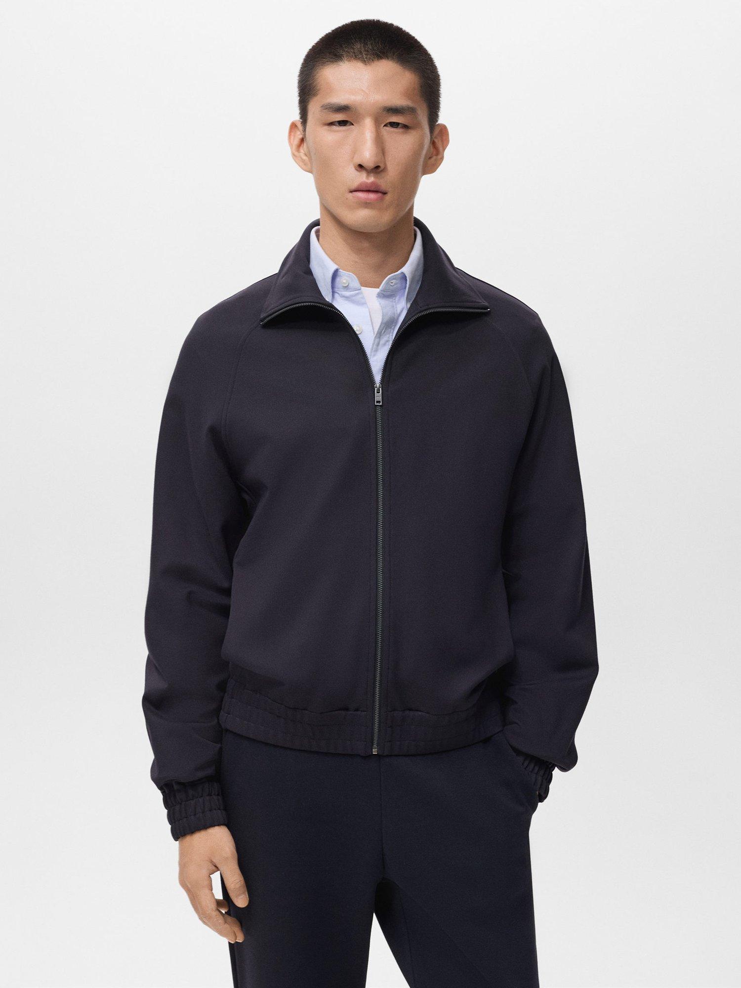 Product image 1 of 8, which shows Mango Jon Collar Zip Through Sweatshirt, Navy, M