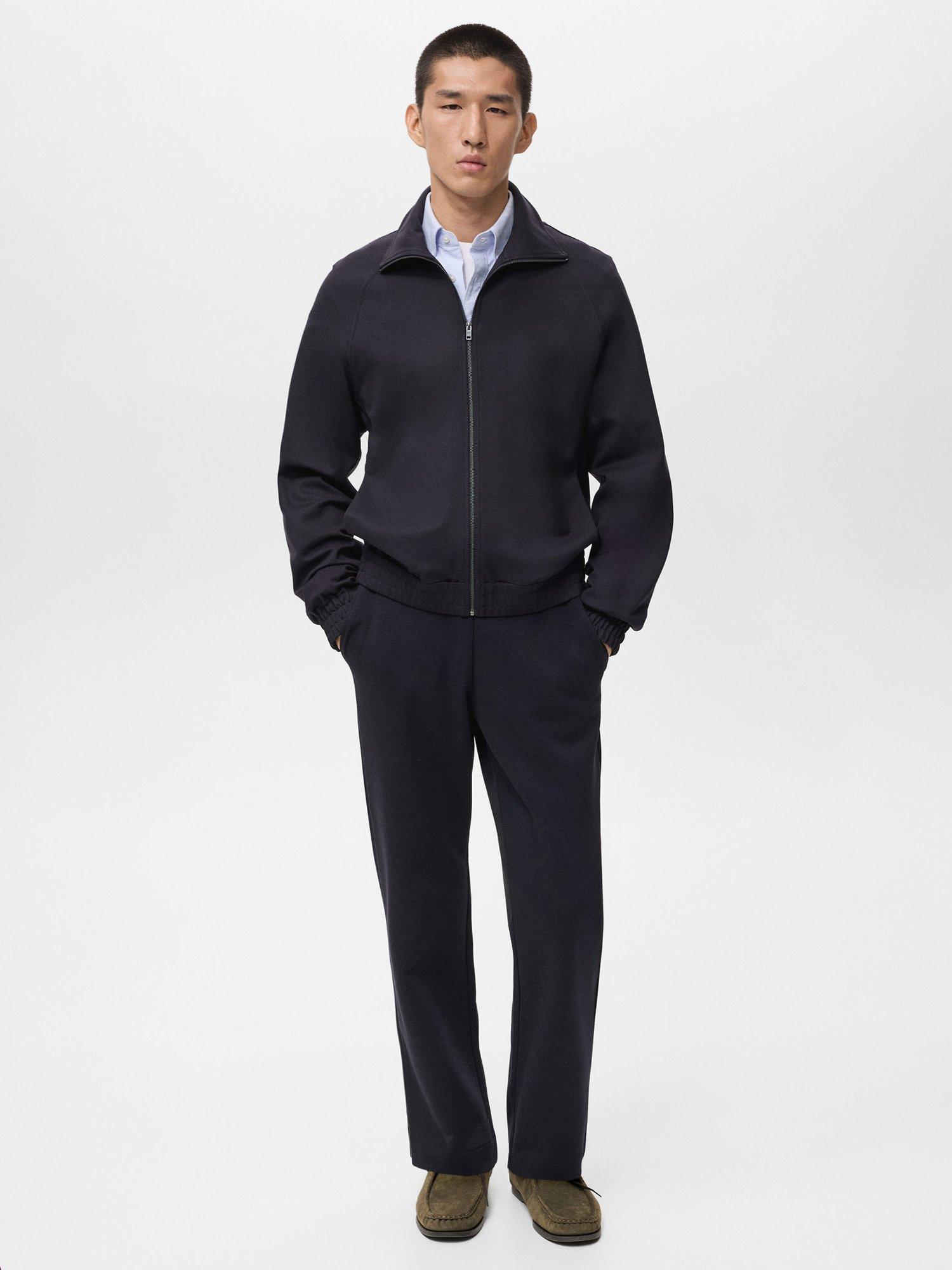 Product image 2 of 8, which shows Mango Jon Collar Zip Through Sweatshirt, Navy, M