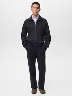 Mango Jon Collar Zip Through Sweatshirt, Navy - view 2, Navy