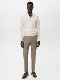 Mango Luxus Zip Neck Jumper - view 2, Pastel Grey