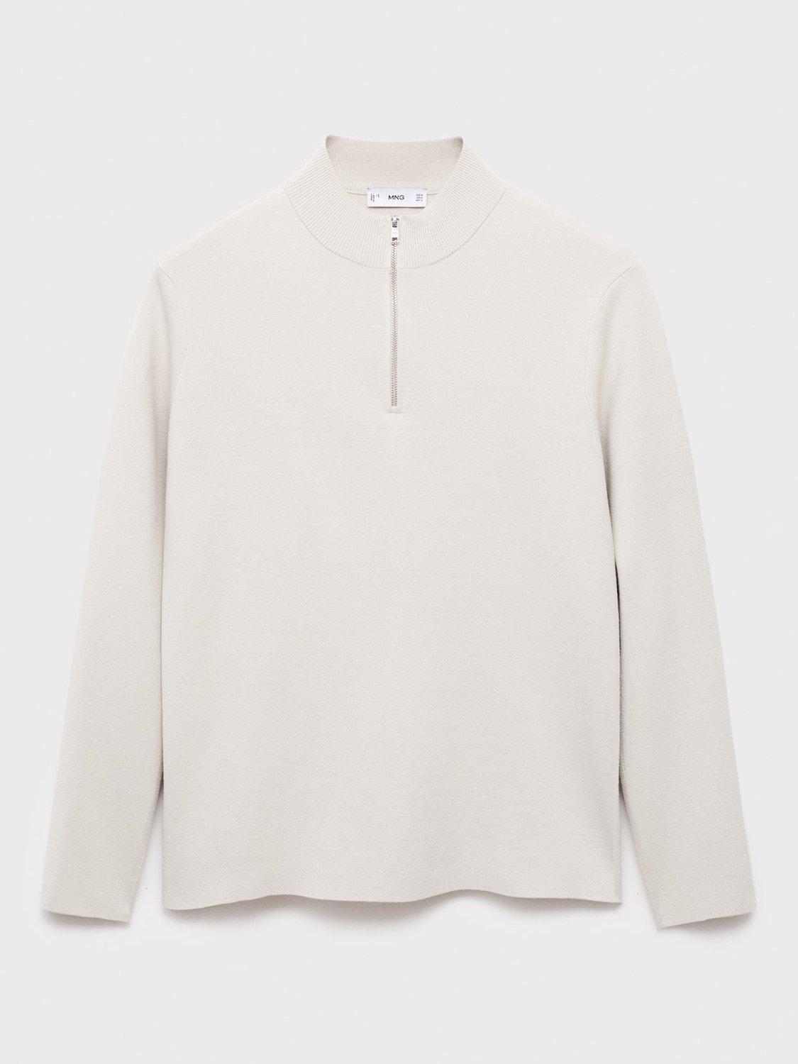 Product image 3 of 8, which shows Mango Luxus Zip Neck Jumper, Pastel Grey, XL