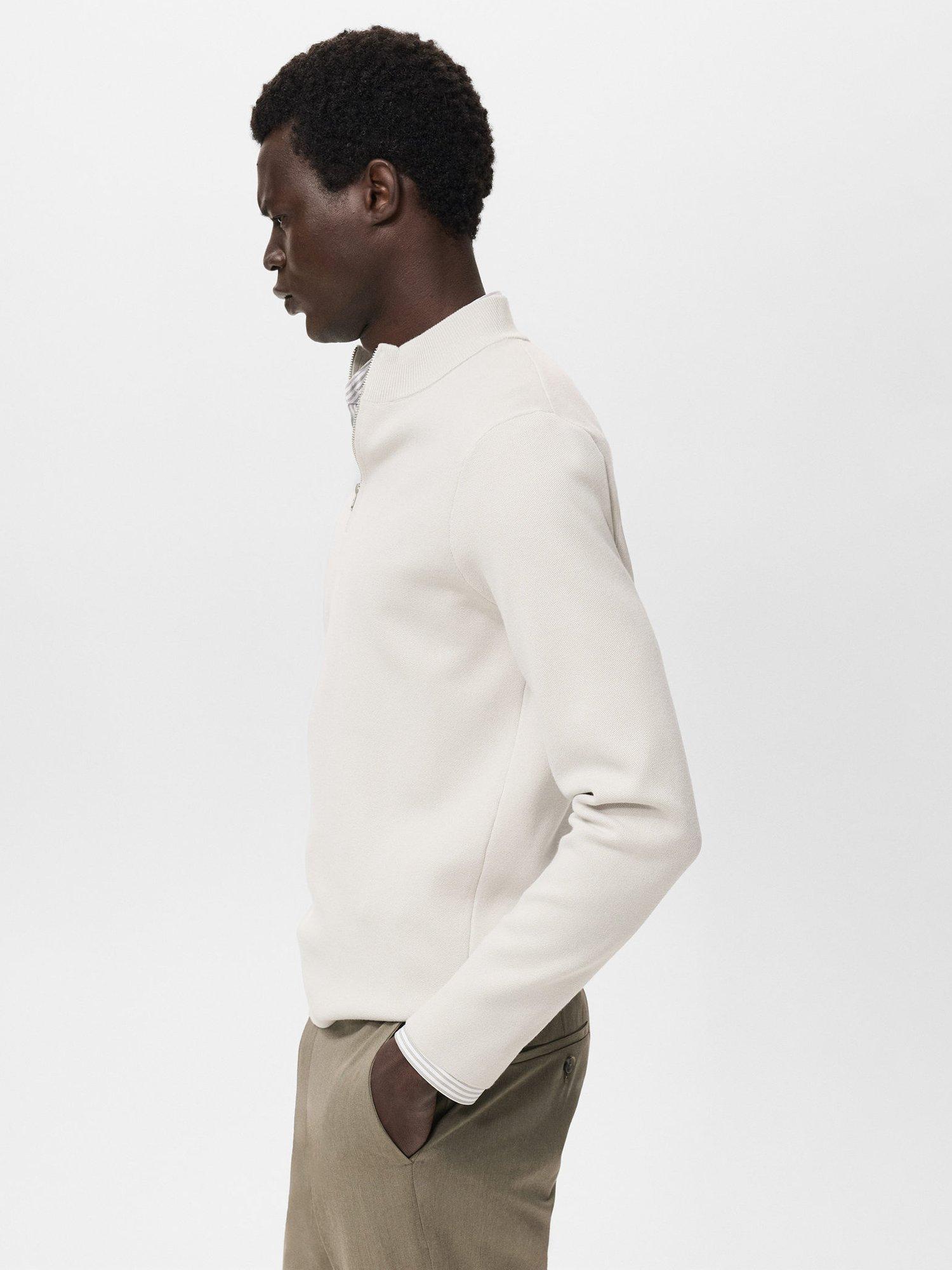 Product image 7 of 8, which shows Mango Luxus Zip Neck Jumper, Pastel Grey, XL