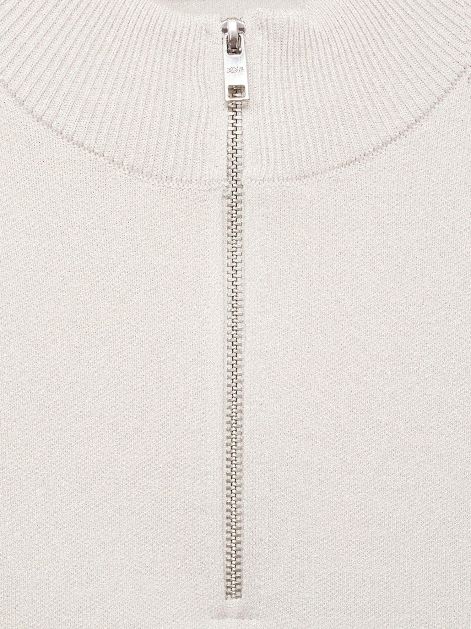 Product image 8 of 8, which shows Mango Luxus Zip Neck Jumper, Pastel Grey, XL
